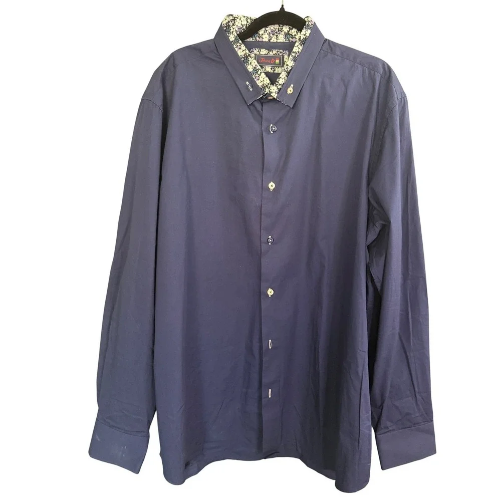 Johnny D Button Down Shirt Mens XXXL Navy Cotton Floral Preppy Work Professional